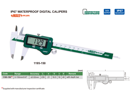 Insize Plus 1195-150 Waterproof digital calipers IP67